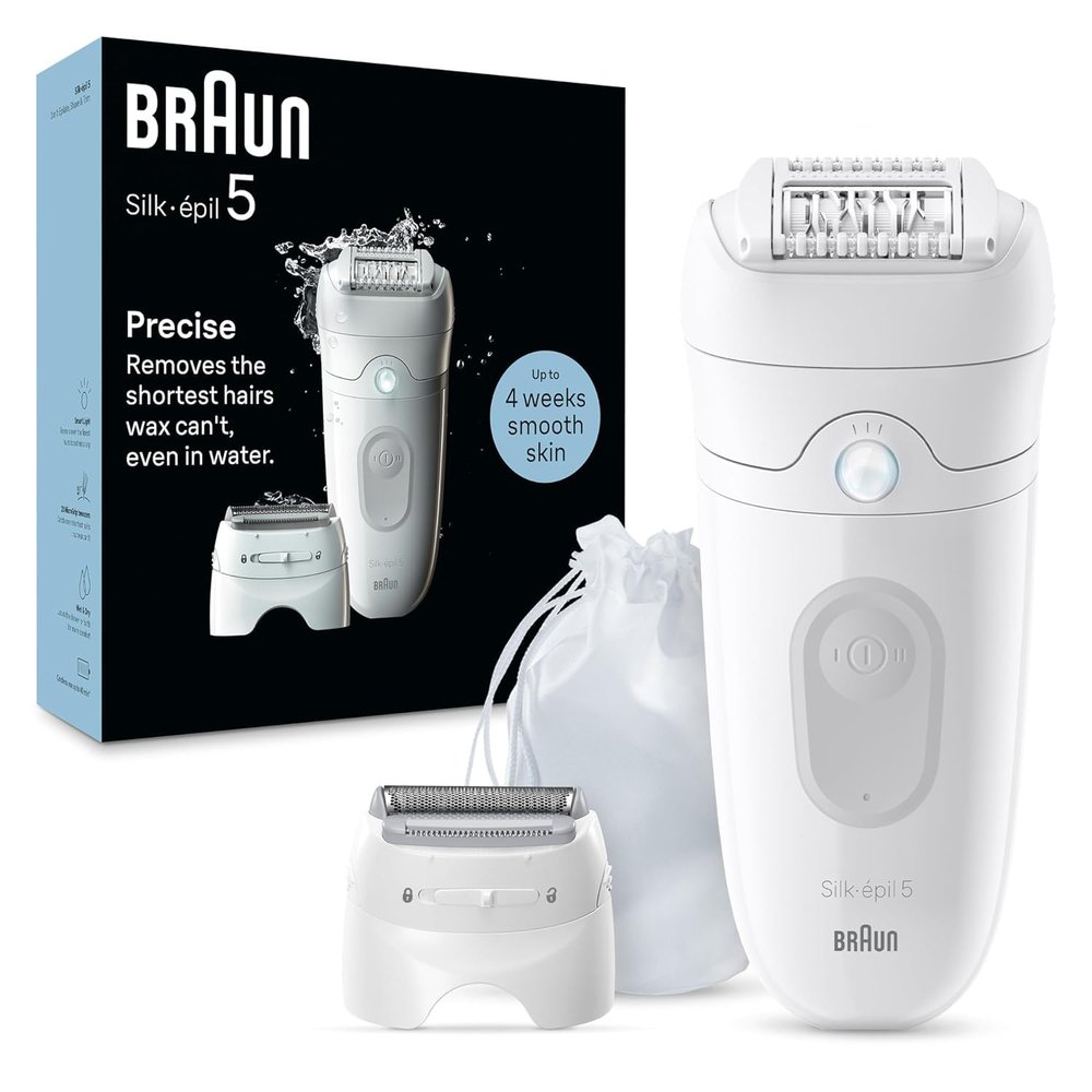 Braun Silk-pil 5 Epilator, Hair Removal Device, Women Shaver & Trimmer, Wet and Dry, Includes Shaver Head and Trimmer Comb, SE5-041, Grey