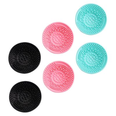 Ipetboom 6pcs Silicone Brush Cleaning Pads Handheld Makeup Brush Scrubbers for Effortless Cosmetic Tool Cleaning Creative Rinsing Cushion and Green