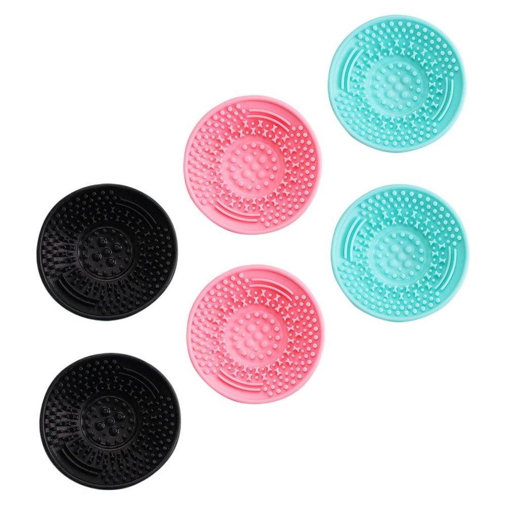 Ipetboom 6pcs Silicone Brush Cleaning Pads Handheld Makeup Brush Scrubbers for Effortless Cosmetic Tool Cleaning Creative Rinsing Cushion and Green