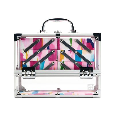 Caboodles Neat Freak Train Case, Watercolor | 6-Tray Cosmetic Organizer with Locking Latch