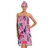 Bulletgxll Colorful Butterflies Women's Shower Wrap Towel Set of 3 Adjustable Spa Body Wrap Super Absorbent Bathrobe with Hair Towel & Headband view 1