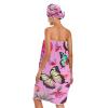 Bulletgxll Colorful Butterflies Women's Shower Wrap Towel Set of 3 Adjustable Spa Body Wrap Super Absorbent Bathrobe with Hair Towel & Headband view 2