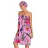 Bulletgxll Colorful Butterflies Women's Shower Wrap Towel Set of 3 Adjustable Spa Body Wrap Super Absorbent Bathrobe with Hair Towel & Headband view 3