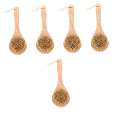 NOLITOY 5pcs Exfoliating Bath Brush Wooden Handle Design for Body Scrubbing and Massaging Soft Bristles for Gentle Cleaning for Shower Use
