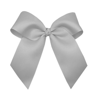 WEBB DIRECT2U Girls Large 6" Grosgrain Knotted Hair Bow with Tails on Alligator Clip (Light Grey)