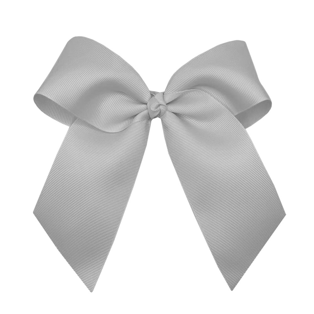 WEBB DIRECT2U Girls Large 6" Grosgrain Knotted Hair Bow with Tails on Alligator Clip (Light Grey)