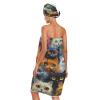 Bulletgxll Cartoon Cats Women's Shower Wrap Towel Set of 3 Adjustable Spa Body Wrap Super Absorbent Bathrobe with Hair Towel & Headband view 2