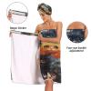Bulletgxll Cartoon Cats Women's Shower Wrap Towel Set of 3 Adjustable Spa Body Wrap Super Absorbent Bathrobe with Hair Towel & Headband view 4