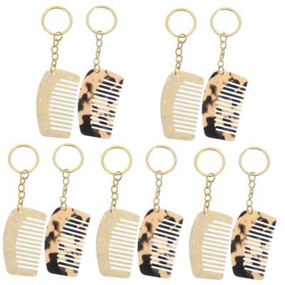 10pcs Wide Tooth Comb Keychains Portable Combs for All Hair Types Stylish Keyring Accessory Light Light Leopard Print
