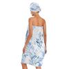 Bulletgxll Blue Leaves Women's Shower Wrap Towel Set of 3 Adjustable Spa Body Wrap Super Absorbent Bathrobe with Hair Towel & Headband view 2
