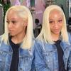13X4 HD Transparent Pre Plucked 613 Blonde Blunt Bob Wig Human Hair Lace Front Wigs With Baby Hair Natural Hairline Glueless Wigs Human Hair Pre Cut Honey Blonde Bob Lace Frontal Wigs For Black Women view 1