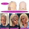 13X4 HD Transparent Pre Plucked 613 Blonde Blunt Bob Wig Human Hair Lace Front Wigs With Baby Hair Natural Hairline Glueless Wigs Human Hair Pre Cut Honey Blonde Bob Lace Frontal Wigs For Black Women view 4