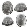 HAIR NATURE Mens Toupee, Human Hair Replacement Systems, 0.12mm Knotted Poly Skin Grey Hairpieces #1B65 view 1