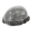 HAIR NATURE Mens Toupee, Human Hair Replacement Systems, 0.12mm Knotted Poly Skin Grey Hairpieces #1B65 view 4