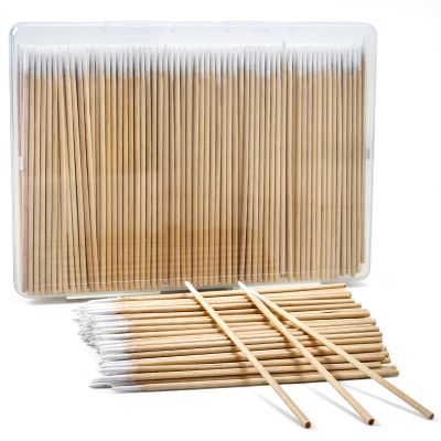 400PCS Pointed Cotton Swabs with Storage Case - 4 inch Microblading Precision Tip Cotton Swabs with Wooden Sticks - for Makeup, Tattoo Permanent Supplies