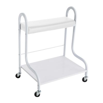BANLICALI Foot Bath Spa Portable Trolley Cart with Wheels & Storage Rack, 220.46lbs Load Footrest Stand Cart for Foot Rest Pedicure Manicure Funiture Massage Table Salon Supplies White