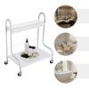 BANLICALI Foot Bath Spa Portable Trolley Cart with Wheels & Storage Rack, 220.46lbs Load Footrest Stand Cart for Foot Rest Pedicure Manicure Funiture Massage Table Salon Supplies White view 2