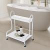BANLICALI Foot Bath Spa Portable Trolley Cart with Wheels & Storage Rack, 220.46lbs Load Footrest Stand Cart for Foot Rest Pedicure Manicure Funiture Massage Table Salon Supplies White view 4