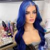13x4 Body Wave Blue Colored Lace Front Wigs Human Hair Transparent Lace Frontal Wigs Pre Plucked with Baby Hair Glueless Blue Human Hair Wig for Women (13x4 lace front wig, 24 inch) view 2