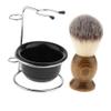 NinthAvenue Basics Premium Wooden Shaving Brush Set with Stainless Steel Holder view 1