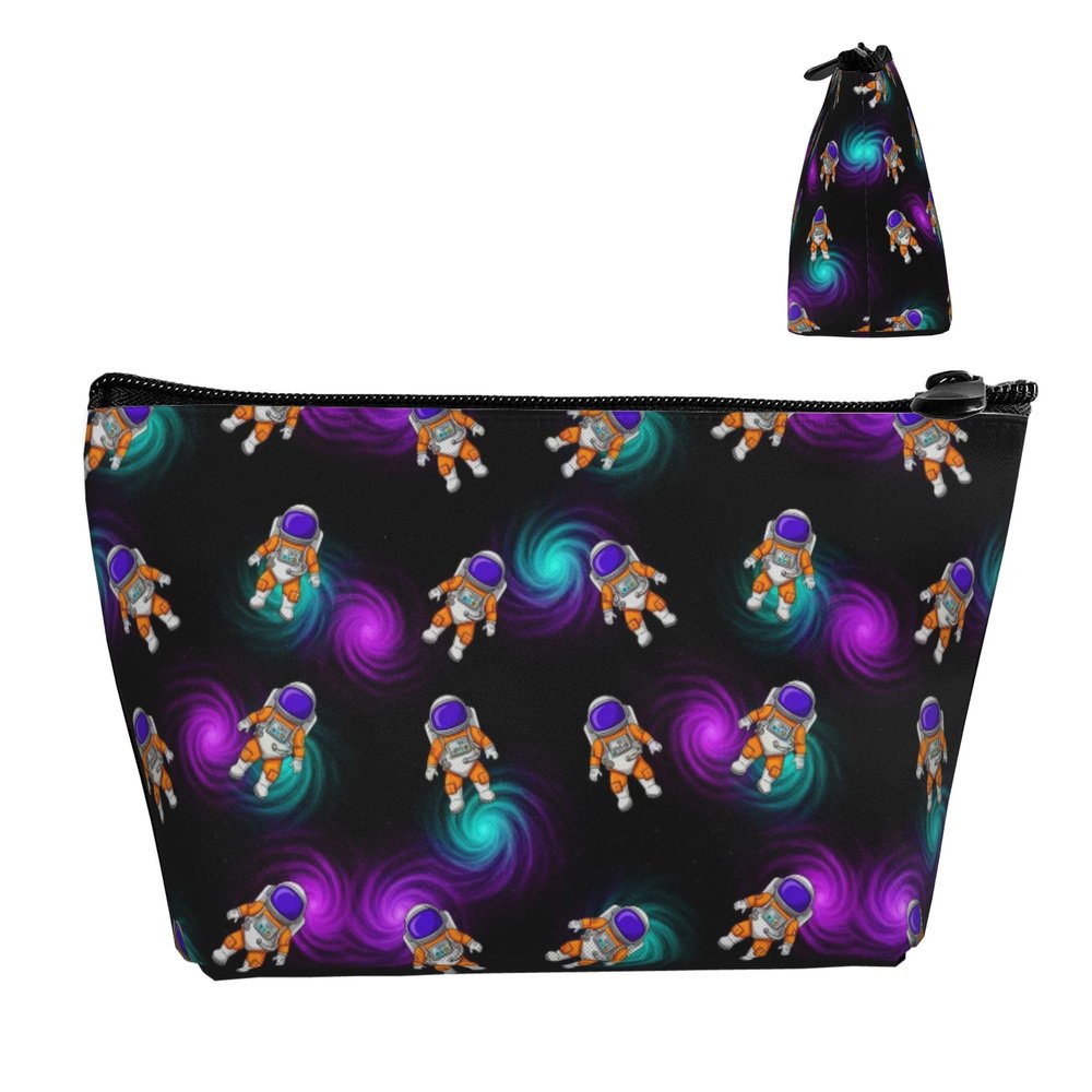 WOEZKEX purple galaxy trippy space astronauts Makeup Bag Zipper Pouch Travel Cosmetic Organizer For Women