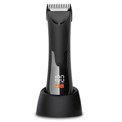 Groin Hair Trimmer - Electric Manscape Trimmer for Men, Waterproof Ball Trimmer for Pubic/Body/Groin Grooming with Ceramic Blade, LED Light, Charging Base
