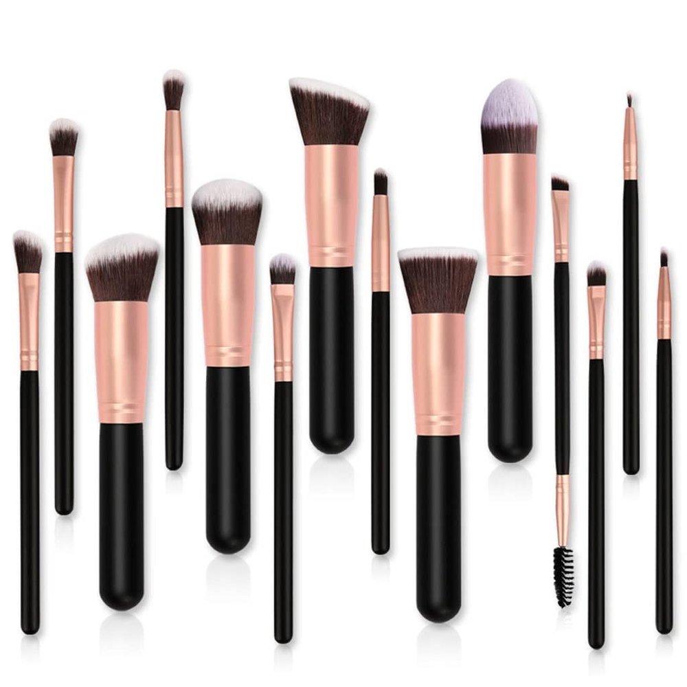 14pc Makeup Brush Set Beauty Tools Flat Head Slant Head Eye Shadow Brow Full Set Brushes (Color : A, Size : One Size)