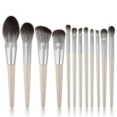 12 Makeup Brush Set Full Set of Wooden Handle Loose Powder Brush Beauty Tools (Color : A, Size : One Size)