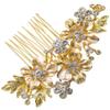 Baglaum 2X Wedding Bridal Hair Combs Vintage Imitation Crystal Hairpins Prom Jewelry Flower Pattern Hair Accessories Women Gold view 2