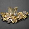 Baglaum 2X Wedding Bridal Hair Combs Vintage Imitation Crystal Hairpins Prom Jewelry Flower Pattern Hair Accessories Women Gold view 4