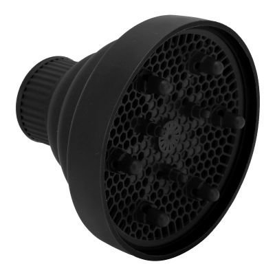 Universal Hair Dryer Diffuser, Silicone Material Hair Diffuser, Attachment for Hair Dryer with Diameter of 1.6-2in (Black)
