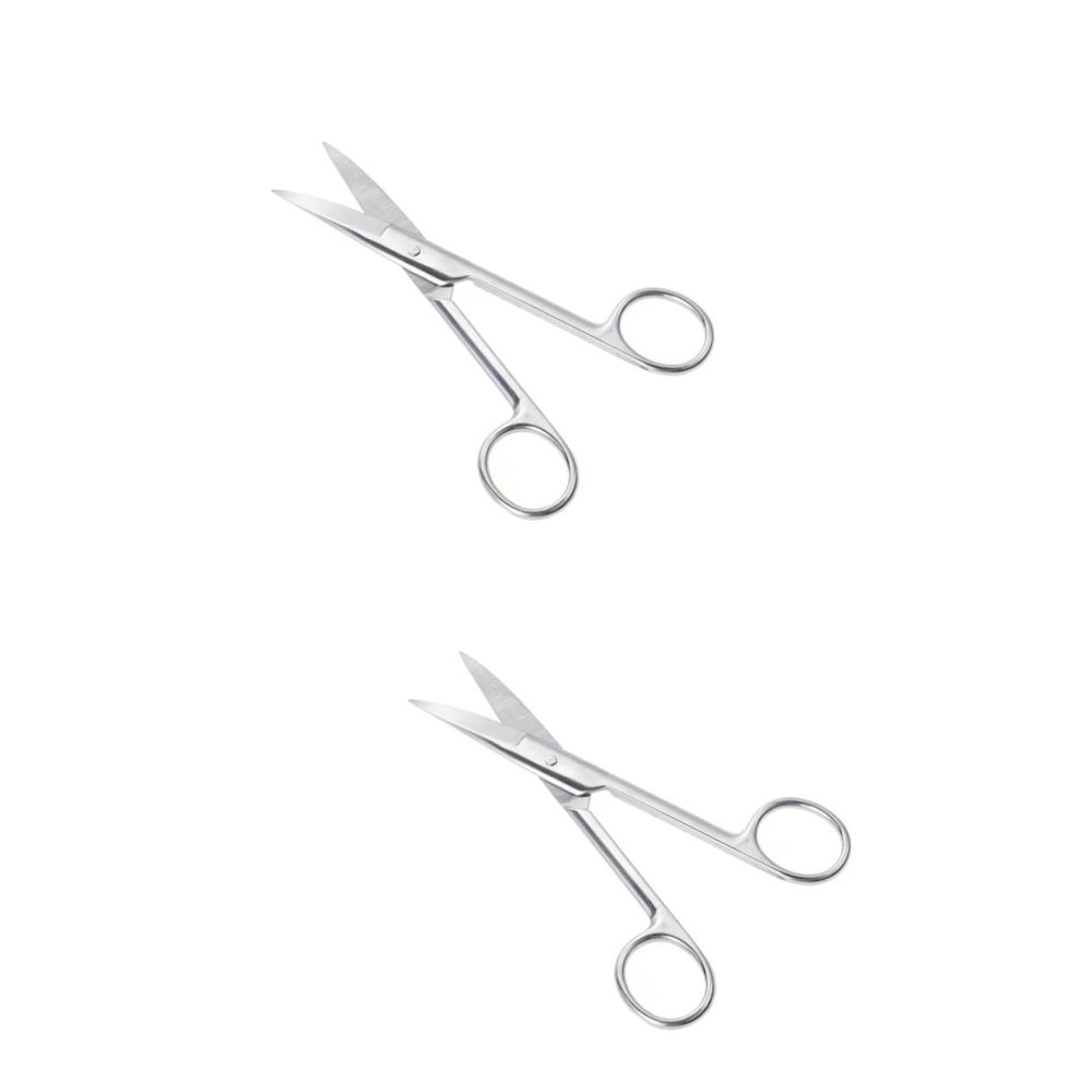 Ipetboom 2pcs Curved Eyebrow Scissors Makeup Scissors Stainless Steel for Home Travel