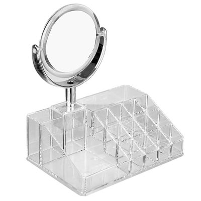 Amosfun Makeup Organizer with Mirror for Lipstick and Cosmetic Storage Dressing Tables and
