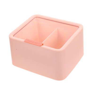 Ciieeo Cotton Swabs Holder Lid Compartment Makeup Organizer Box for Cotton Pads and Swabs Design for Bathroom Vanity and Makeup Table Dust Storage Pink