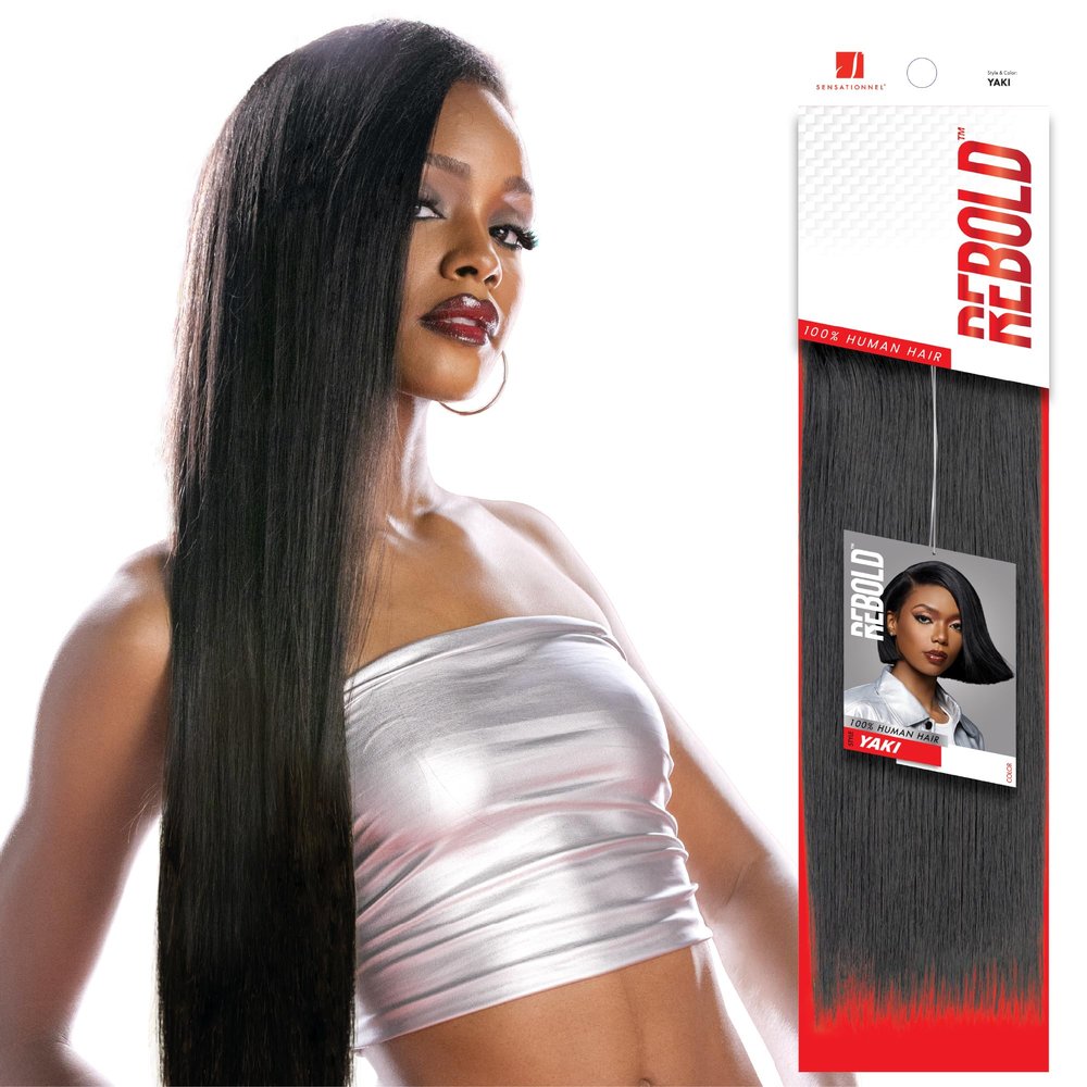 Sensationnel Rebold yaki weave - human hair smooth, sleek yaki texture hair for weaving and sew in styles (12 inch, T1B/27)