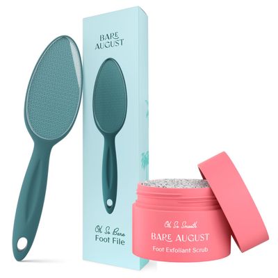 Bare August Glass Foot File & Foot Scrub Exfoliator Bundle