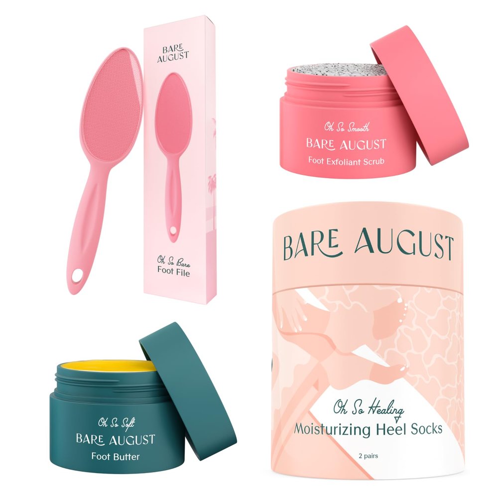 Bare August Pure & Natural Exfoliating Treatment - Soothes Skin, Softens Calluses, Eases Dry Cracks, Removes Dead Skin For Soft, Smooth Feet - Pedicure Care For Women & Men