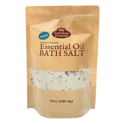 Fabulous Frannie Aromatherapy Tension Essential Oil Mineral Bulk Bath Salt Lavender, Peppermint, Rosemary and Grapefruit Pure Essential Oils 24oz