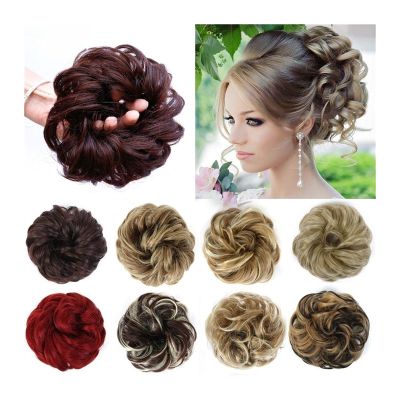 ZCX88CXY Hair Piece Messy Bun Hair Pieces for Women, Wavy Curly Bun Hair Extension Elastic Band Synthetic Chignon Updo Hair Piece Fluffy Hair Bun Scrunchies Accessories Hair Buns (Color : F6-49)