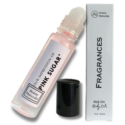 Avany Naturals Scented Body Oils for Women - Roll On Fragrance Samples, Travel Size Perfume, Vacation Essentials & Purse Accessories, 10 ml (Pink Sugar)