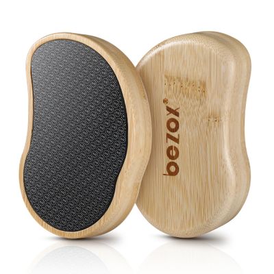 BEZOX Nano-Glass Pumice Stone for Feet Dead Skin, Eco-Friendly Pedicure Foot File Callus Remover - Bamboo Handle
