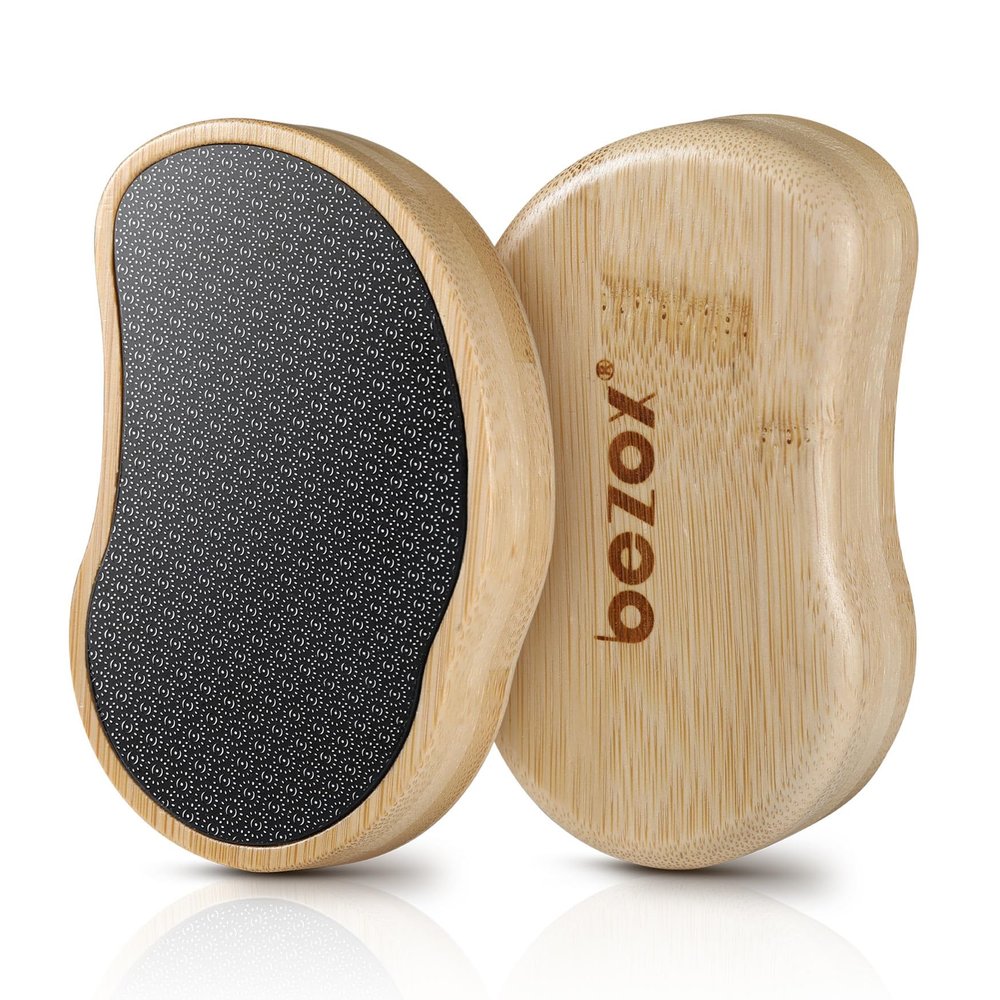 BEZOX Nano-Glass Pumice Stone for Feet Dead Skin, Eco-Friendly Pedicure Foot File Callus Remover - Bamboo Handle