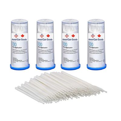 AmeriCan Goods 400 Pcs Micro Applicators 1.2mm Superfine White Color Non-Linting Micro Brushes for Dental, Eyelash Cotton Tip Swabs