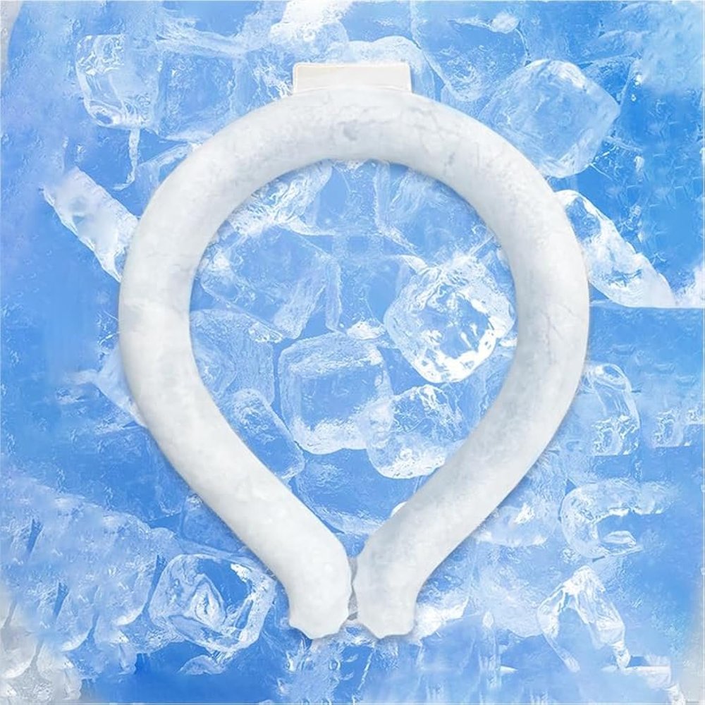 Ice CollarNeck Cooling Tube | Wearable Cooling Neck Wraps for Summer Heat I Hands Free Cold Pack | Reusable Neck Coole (White)