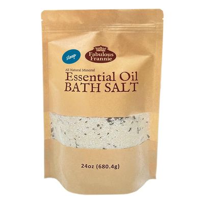 Fabulous Frannie Aromatherapy Sleep Oil Mineral Bulk Bath Salt Chamomile, Marjoram, Bulgarian Lavender and Vetiver Pure Essential Oils 24oz