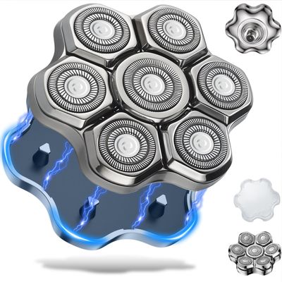 Universal Head Shaver Replacement Heads Magnetic 7 Blades Head Shavers Replacement Blades for Bald Men Compatible with Freebird Shaver & Other Brands (7msilver)