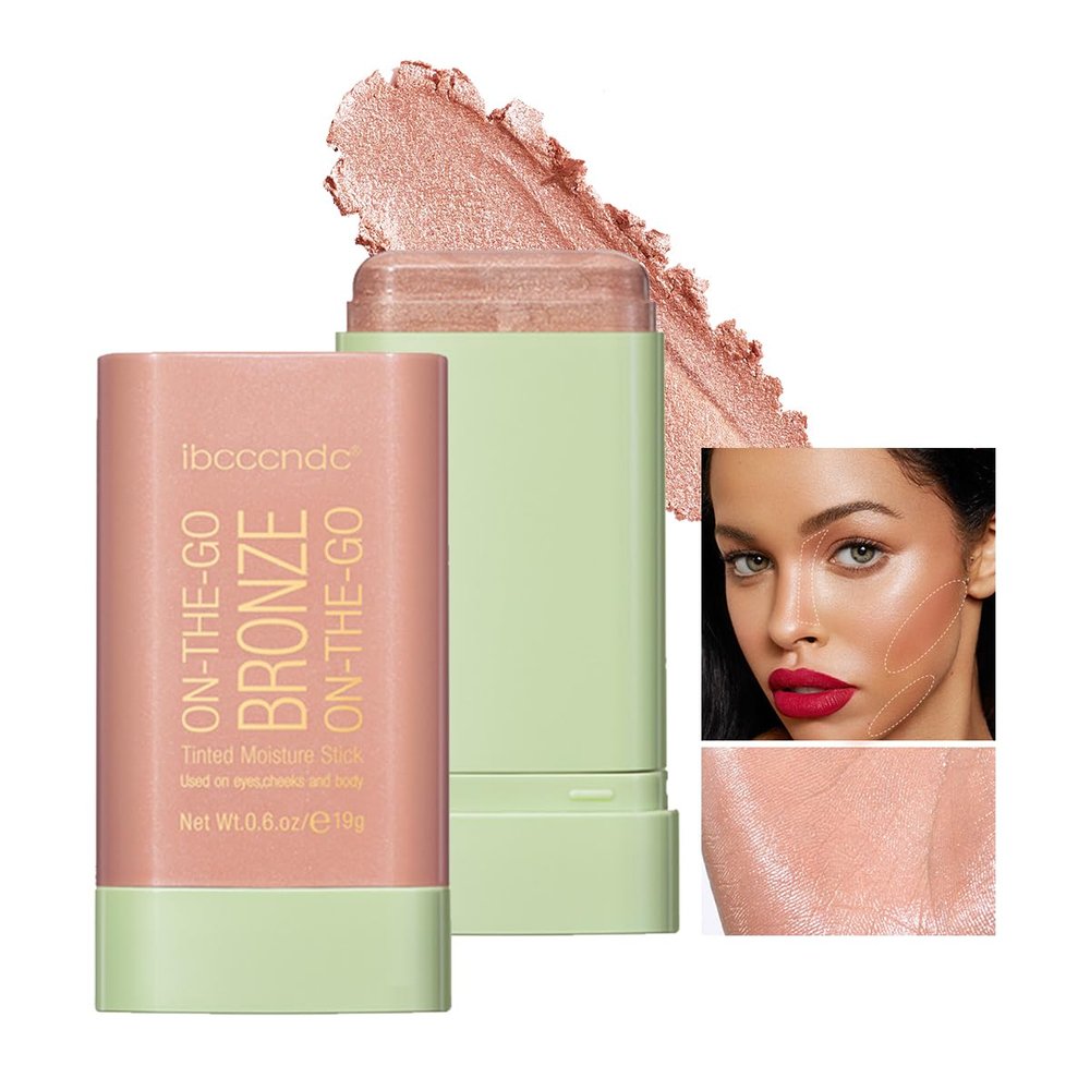 Hulyfw Cream Contour Stick,Versatile Bronzer Facial Contouring Stick,Long Lasting Highlighter Waterproof Facial Shaping,Buildable Highlight Contour Makeup Natural Radiant Look,02 Soft Glow