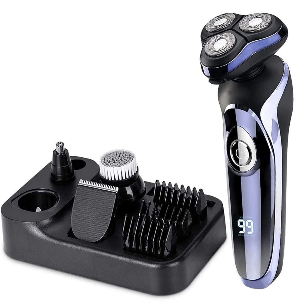Head Shavers for Bald Men, 5 in 1 Electric Razor for Men Hair Clipper Rotary Shaver Beard Trimmer Waterproof USB Fast Charging Cordless Nose Hair Trimmer