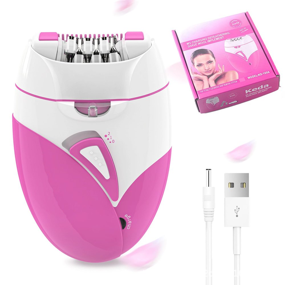 Epilator Hair Removal for Women,Women Hair Trimmer Cordless 2 Gear Speed USB Rechargeable Gentle Electric Trimmer for Legs,Underarms,Bikini,Hair,Eyebrow,Lips (Rose red)