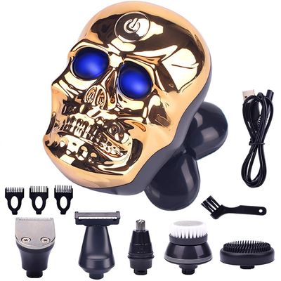 WTCBQC Head Shavers for Bald Men, 6in1 Electric Shavers for Men Skull Shaver Razor 5 Blades USB Rechargeable Men's Shaver Barber Beard Trimmer Razors Shaving Machine (Color : Gold)